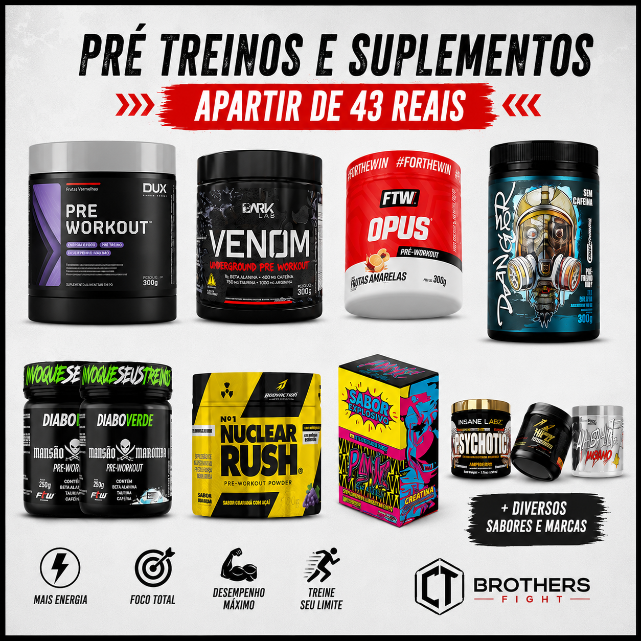 🥤 SUPLEMENTOS E PRÉ-TREINOS A PARTIR DE R$ 43,00 🥤